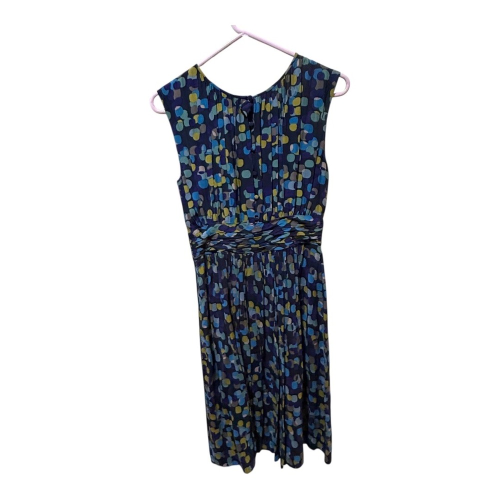 Boden Women Blue‎ Multi Color Dot Print Ruched Waist Midi Dress Size UK 8 US 4 - Picture 3 of 5
